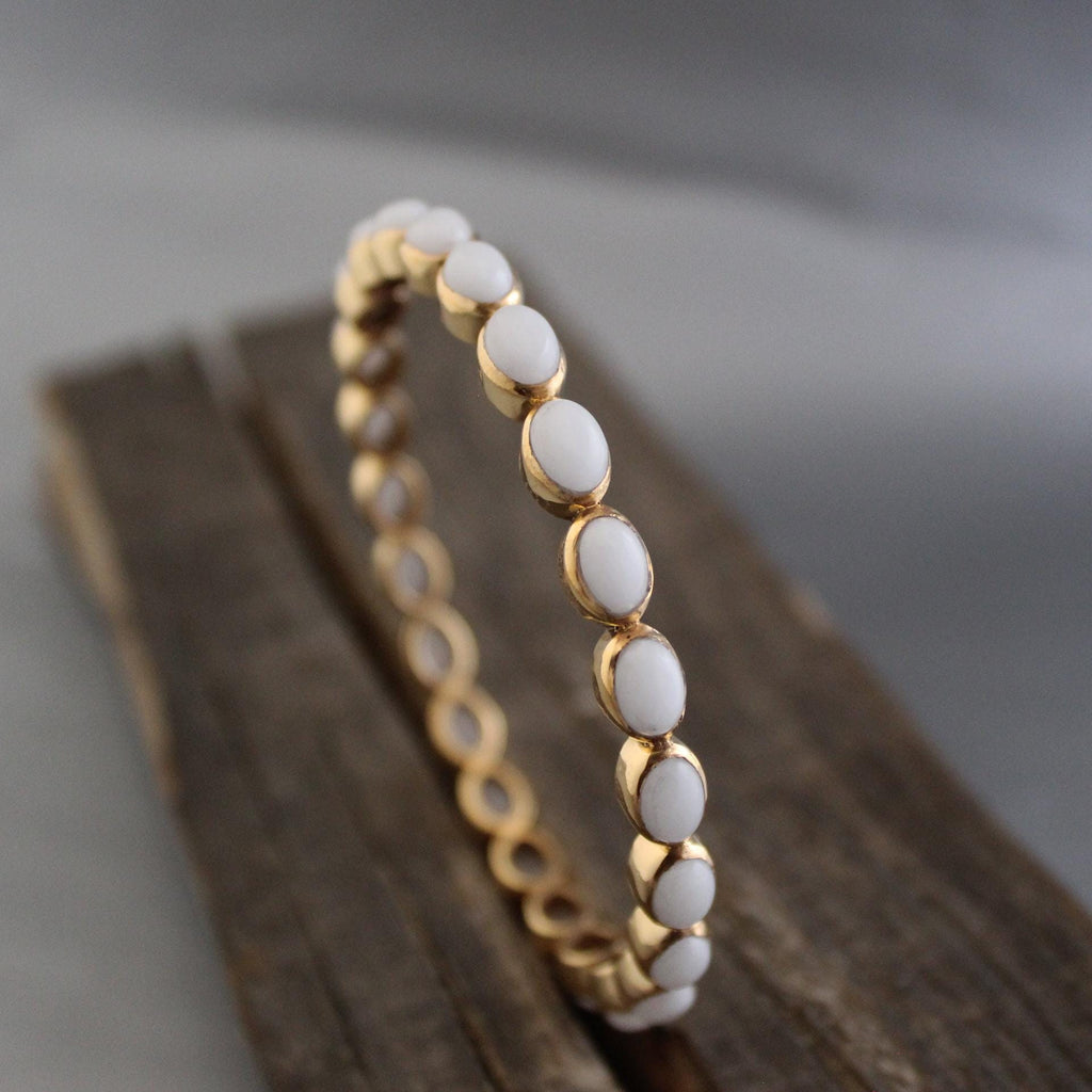 White Agate Bracelet, 14K Gold, Bridal Jewelry Gift, Gift For Her, Healing Crystal Jewelry, Birthday Gift