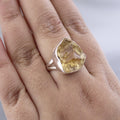 Raw Citrine Sterling Silver Ring: Chunky November Birthstone