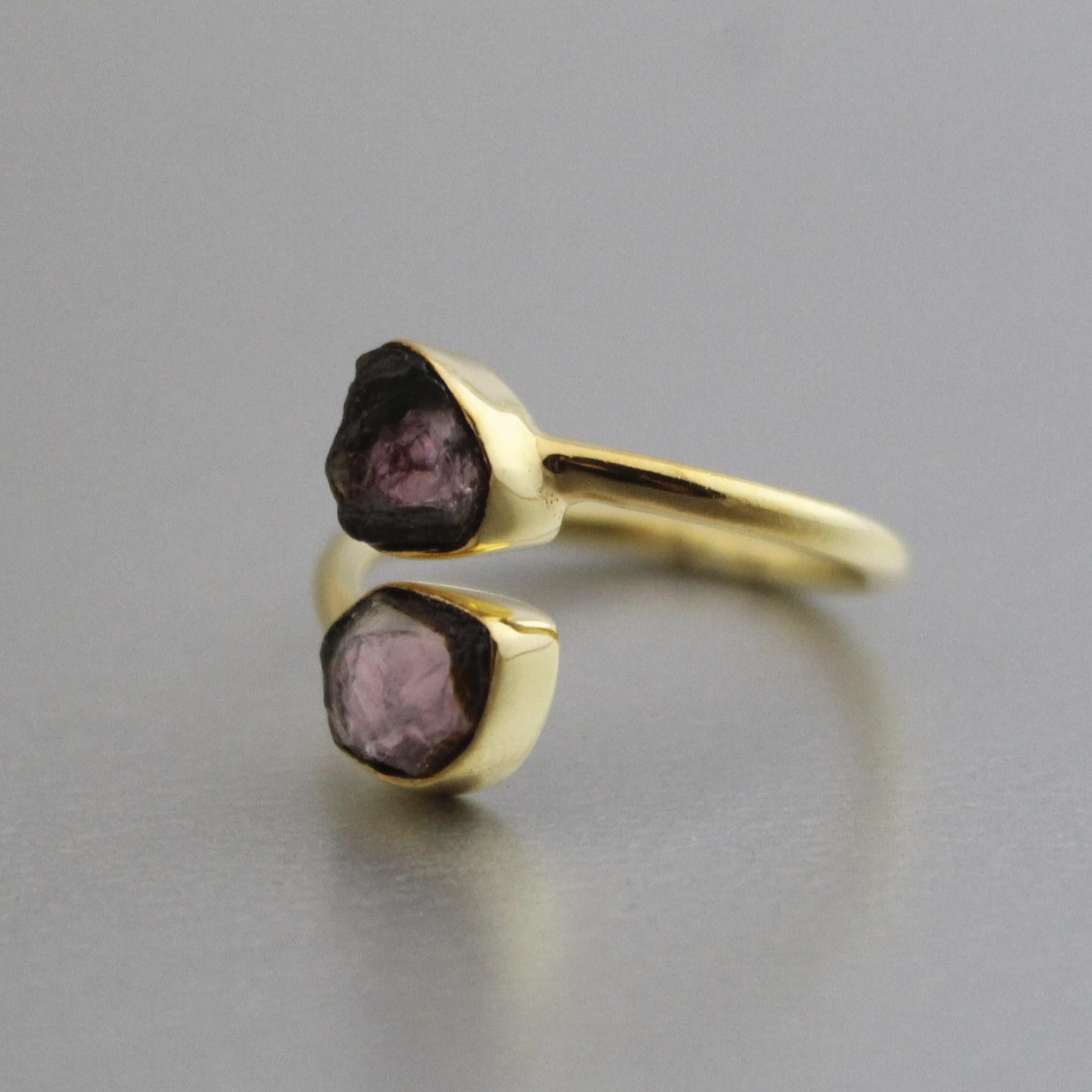 Raw Tourmaline Ring, Adjustable Sterling Silver Gemstone Jewelry, rough Gemstone, Birthstone jewelry