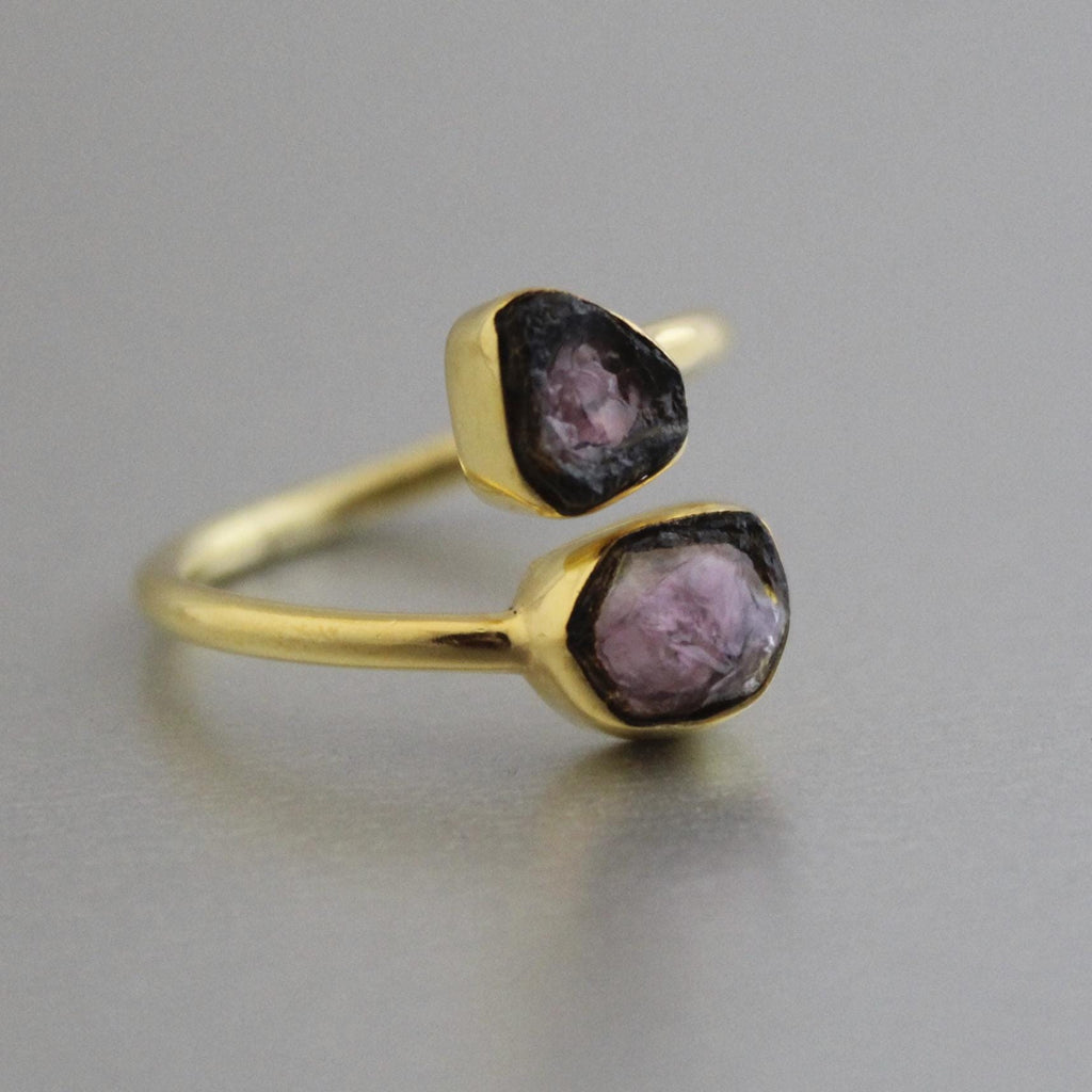 Raw Tourmaline Ring, Adjustable Sterling Silver Gemstone Jewelry, rough Gemstone, Birthstone jewelry