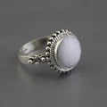 White Agate Ring, Dainty Sterling Silver Art Deco Ring, agatering, gift for girlfriend, personalized gifts