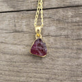 Raw Pink Tourmaline Necklace, Personalized Birthstone Necklace, Birthstone Charm Necklace, Personalized Gift For Her