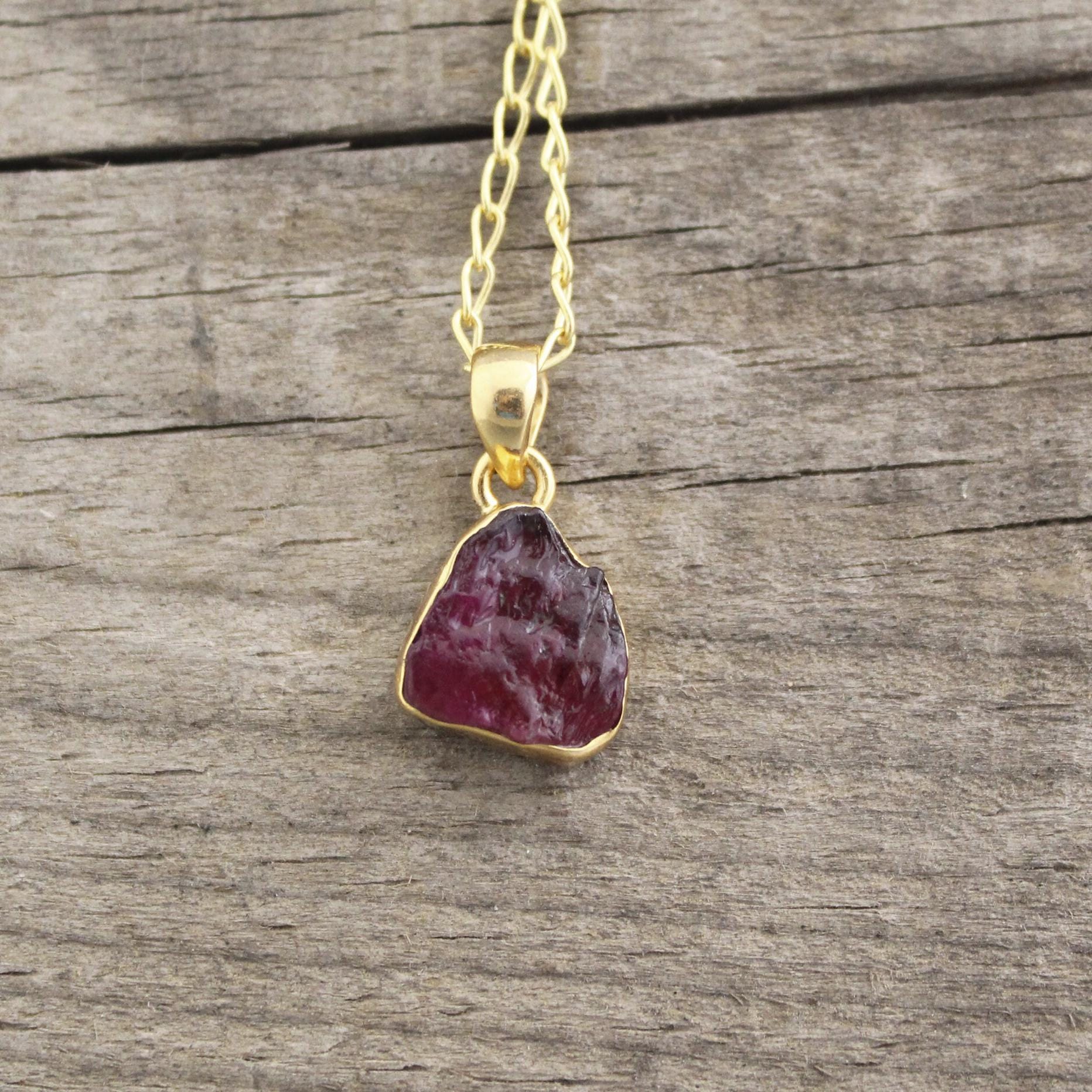 Raw Pink Tourmaline Necklace, Personalized Birthstone Necklace, Birthstone Charm Necklace, Personalized Gift For Her