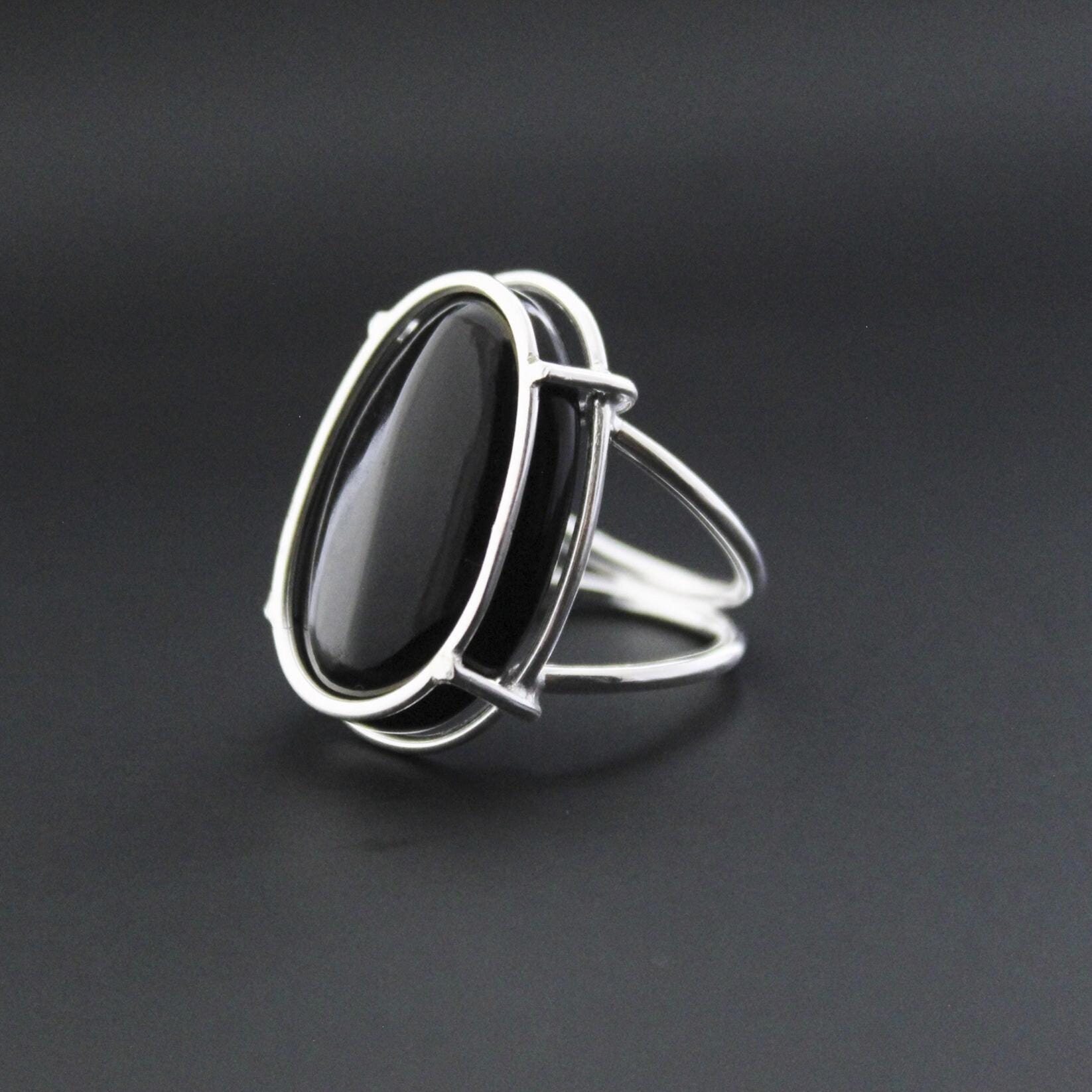 Oval Black Onyx Ring, Natural Black Gemstone, Handmade Mothers Day Gift, Proposal Gift, 925 sterling silver