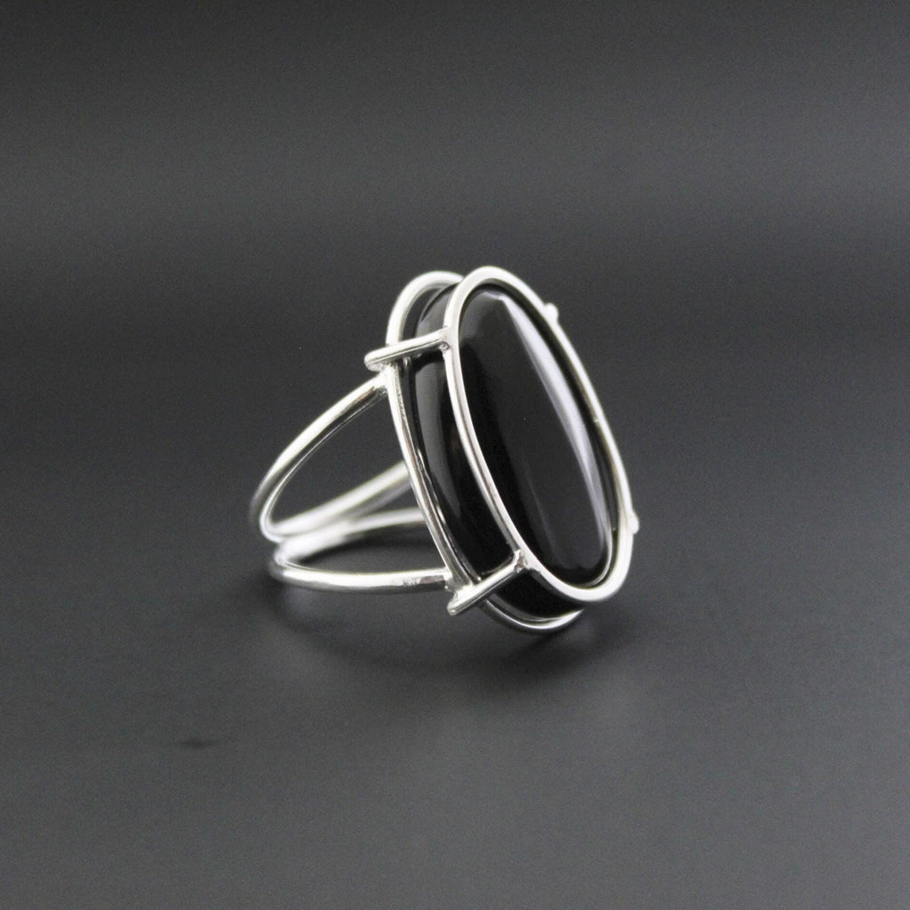 Oval Black Onyx Ring, Natural Black Gemstone, Handmade Mothers Day Gift, Proposal Gift, 925 sterling silver