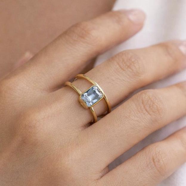 Aquamarine Ring, Handmade Jewelry, Anniversary Gift, Gift for Mom, Engagement Rings, 925 Sterling Silver, Personalized Ring, Crystal Ring
