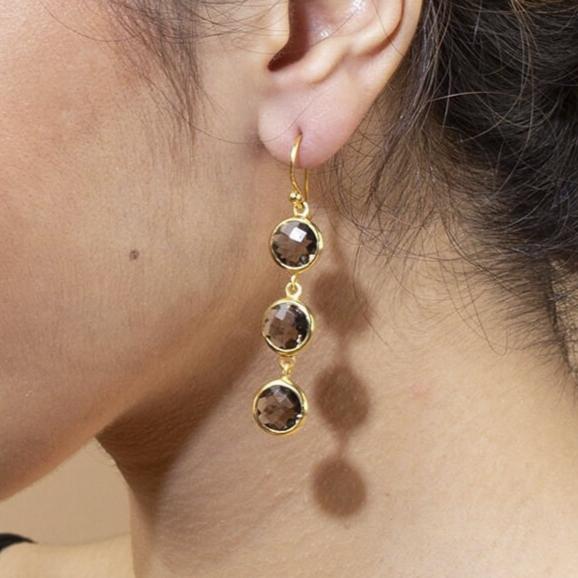 Smokey Quartz Earrings, 14K Gold Filled Handmade, Bridesmaid Gift, Natural Gemstone Gift for Her