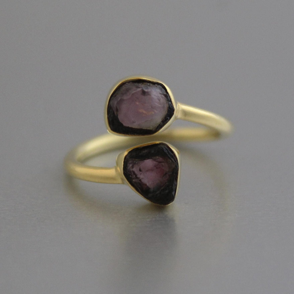 Raw Tourmaline Ring, Adjustable Sterling Silver Gemstone Jewelry, rough Gemstone, Birthstone jewelry