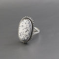 White Jasper Statement Ring, Silver Gemstone Ring, unique gift, Girlfriend gift, white Ring