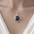 Sterling Silver Amethyst Moon Necklace, Amethyst Crystal Necklace, February Birthstone, Dainty Necklace,Handmade Gemstone Pendant