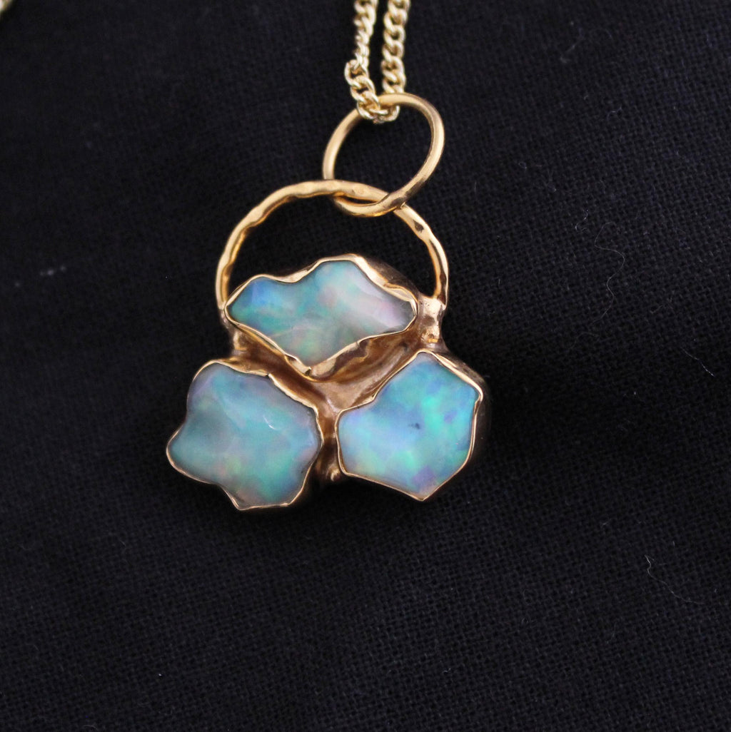 Raw Ethiopian Opal Necklace, 14K Gold Vermeil, Minimalist Statement Jewelry, October Birthstone, Layering Necklace