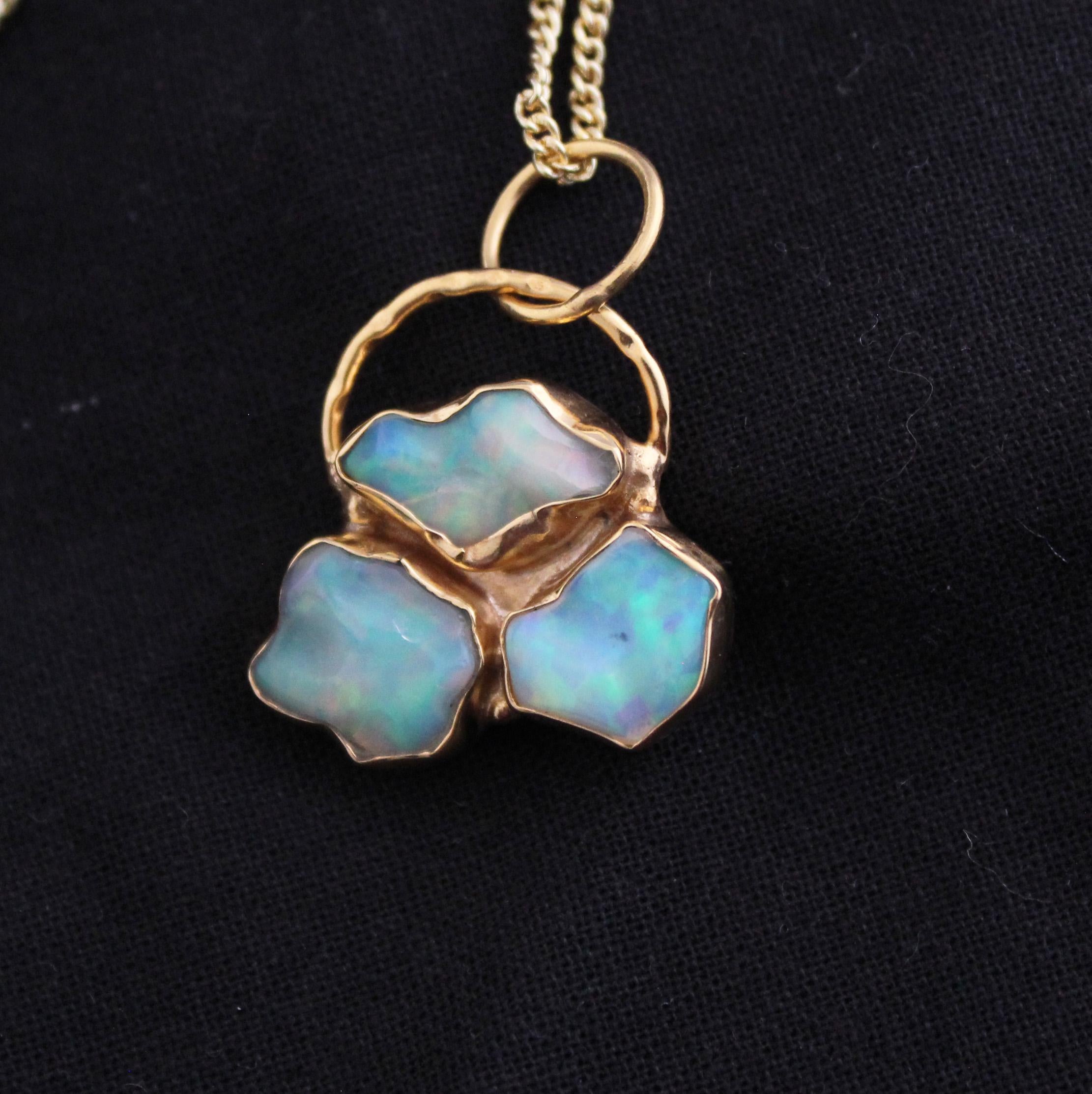 Raw Ethiopian Opal Necklace, 14K Gold Vermeil, Minimalist Statement Jewelry, October Birthstone, Layering Necklace