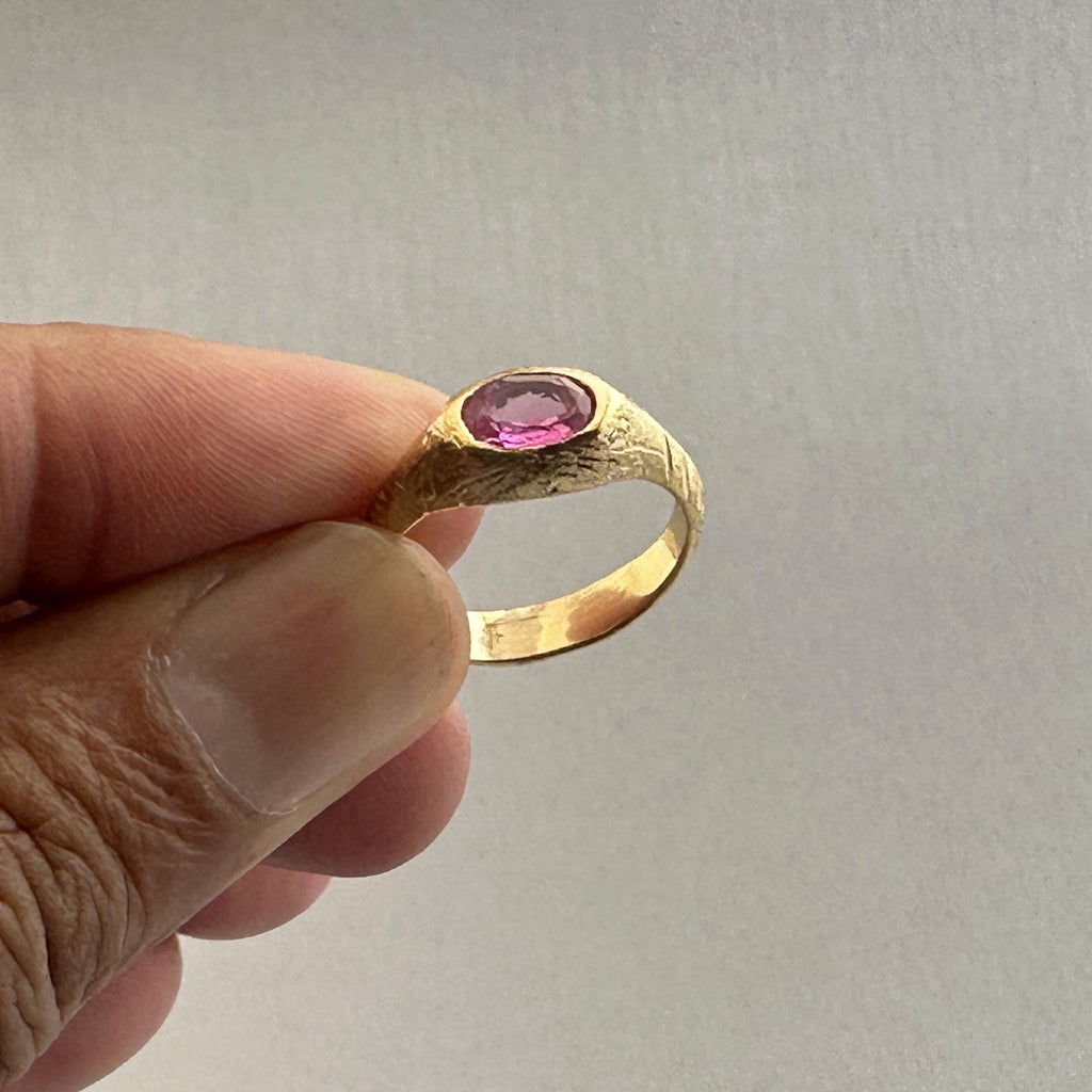 Oval Pink Tourmaline Ring: 14K Gold, October Birthstone