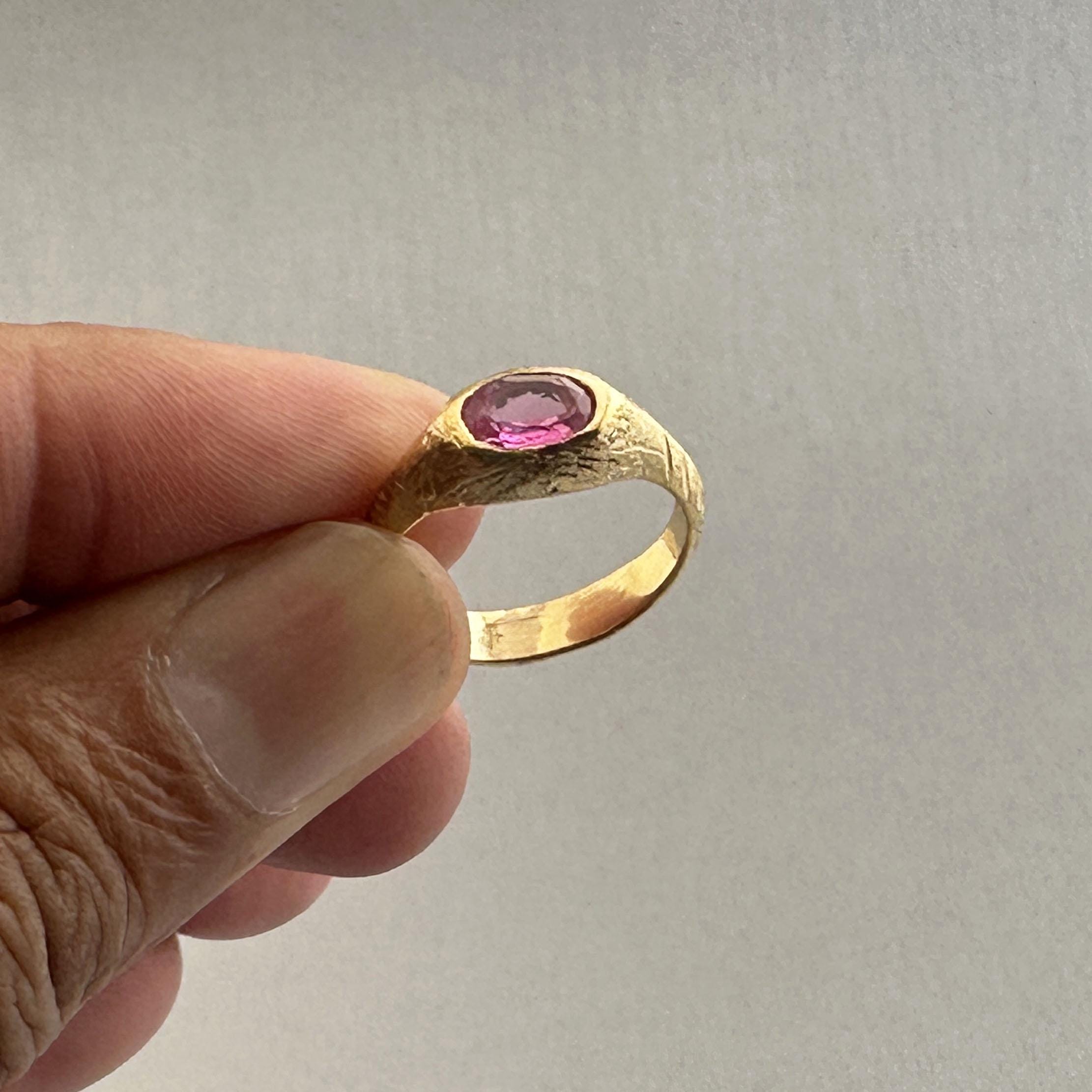 Oval Pink Tourmaline Ring: 14K Gold, October Birthstone