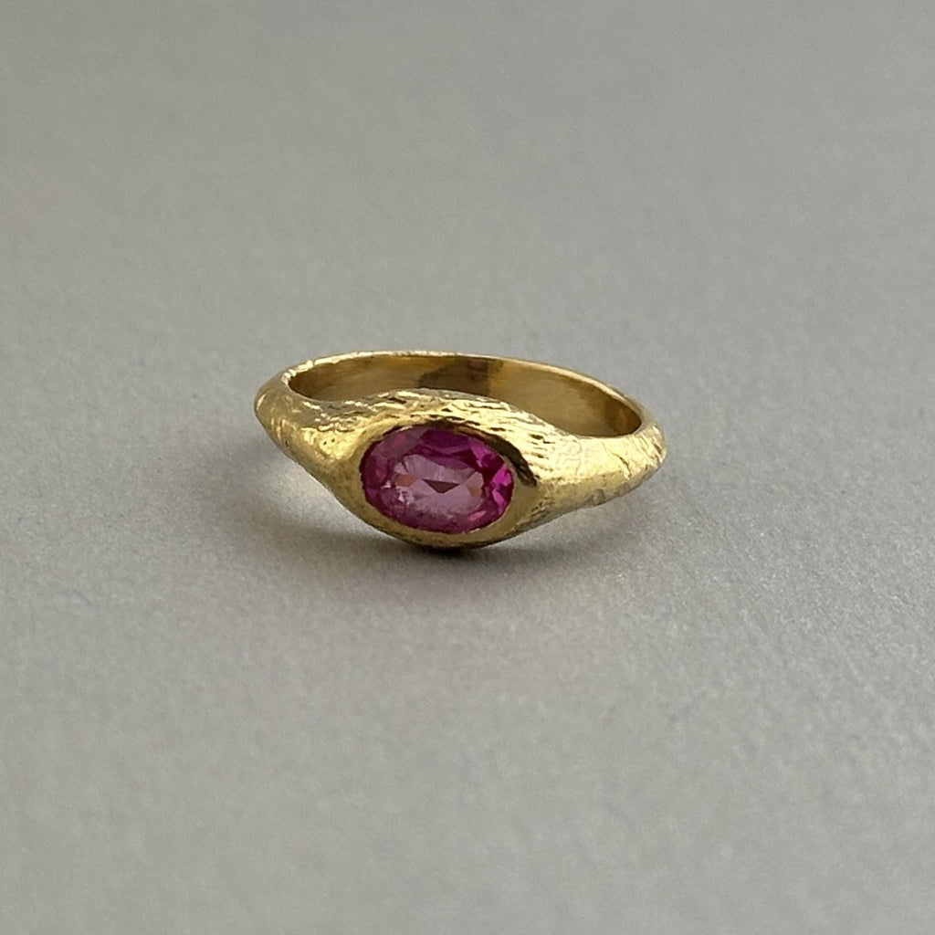 Oval Pink Tourmaline Ring: 14K Gold, October Birthstone