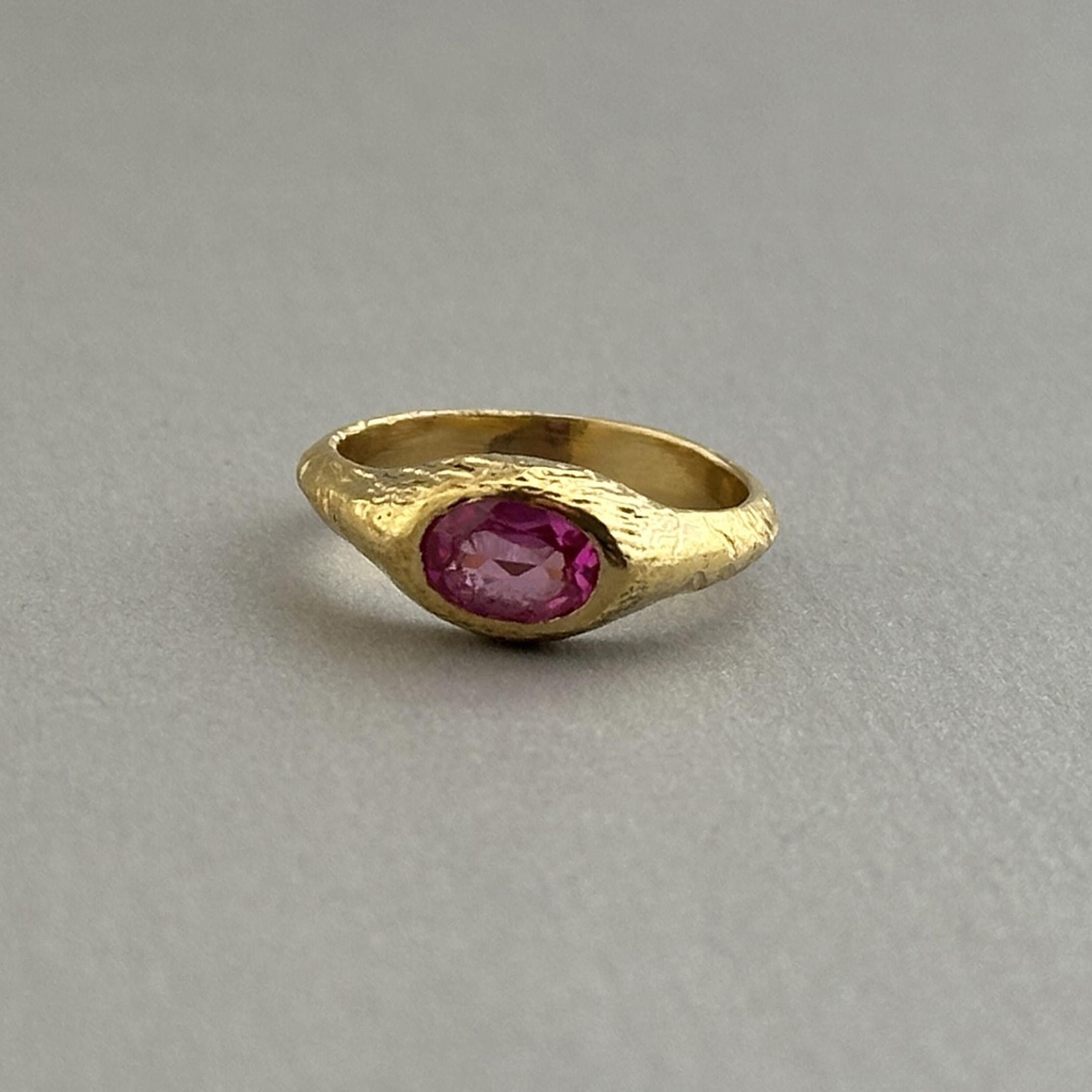 Oval Pink Tourmaline Ring: 14K Gold, October Birthstone