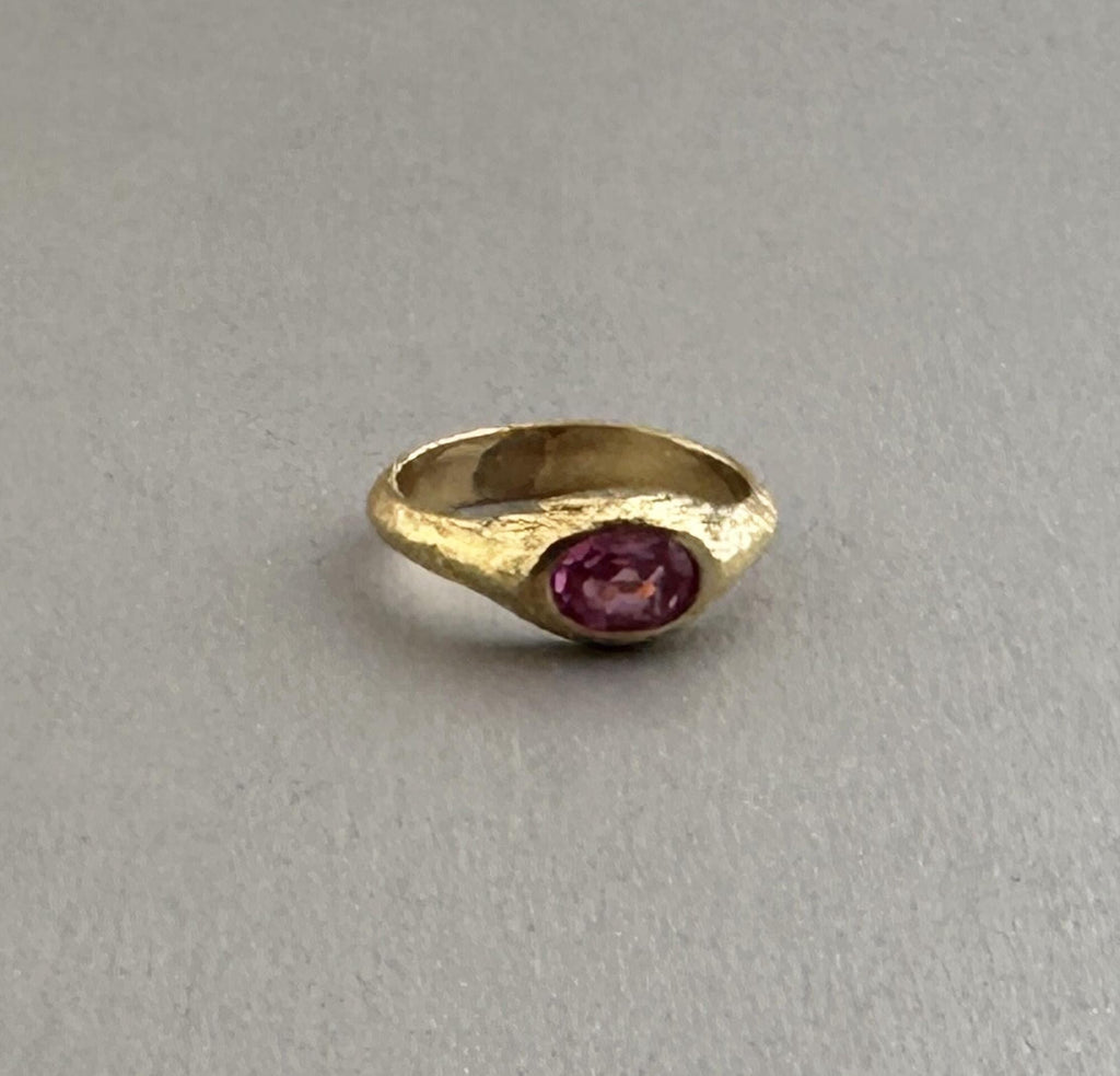 Oval Pink Tourmaline Ring: 14K Gold, October Birthstone