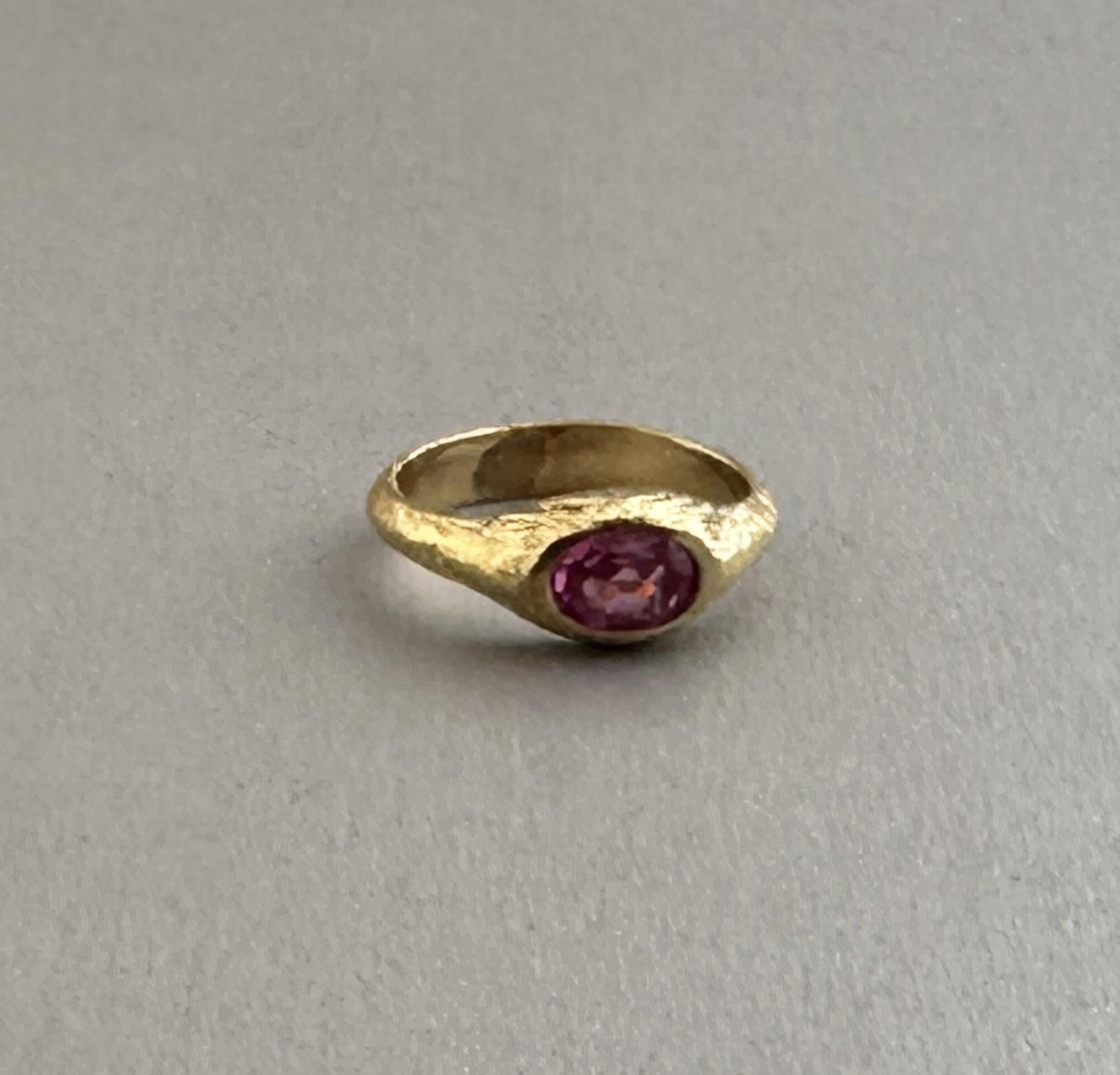 Oval Pink Tourmaline Ring: 14K Gold, October Birthstone