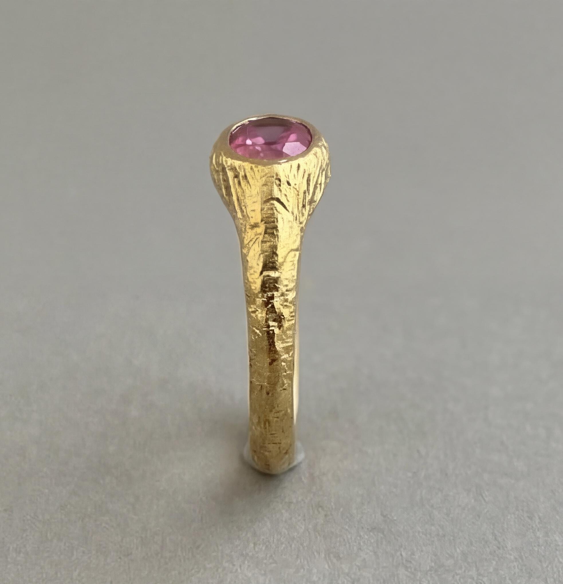 Oval Pink Tourmaline Ring: 14K Gold, October Birthstone