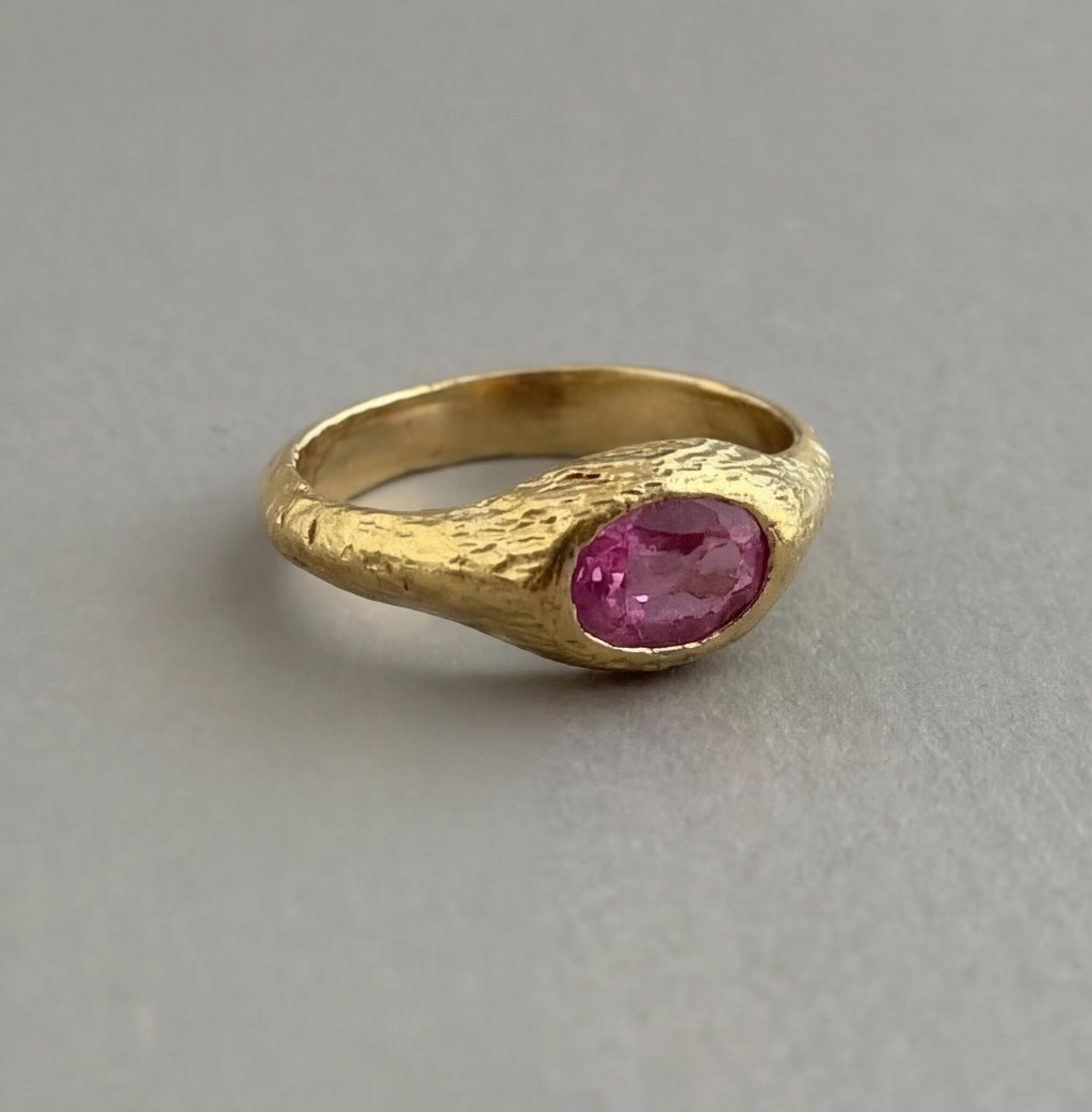 Oval Pink Tourmaline Ring: 14K Gold, October Birthstone