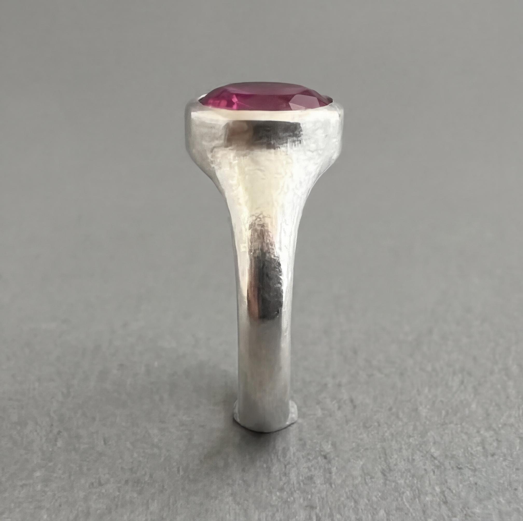 Oval Pink Tourmaline Ring, Oval Gemstone Signet Ring, October Birthstone Jewelry, 925 Sterling Silver Dainty Ring Gift Women, Engagement