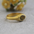 Green Tourmaline Ring, October Birthstone, Handmade Statement Jewelry, 18k Gold Bezel Stacking Ring, Gift For Women