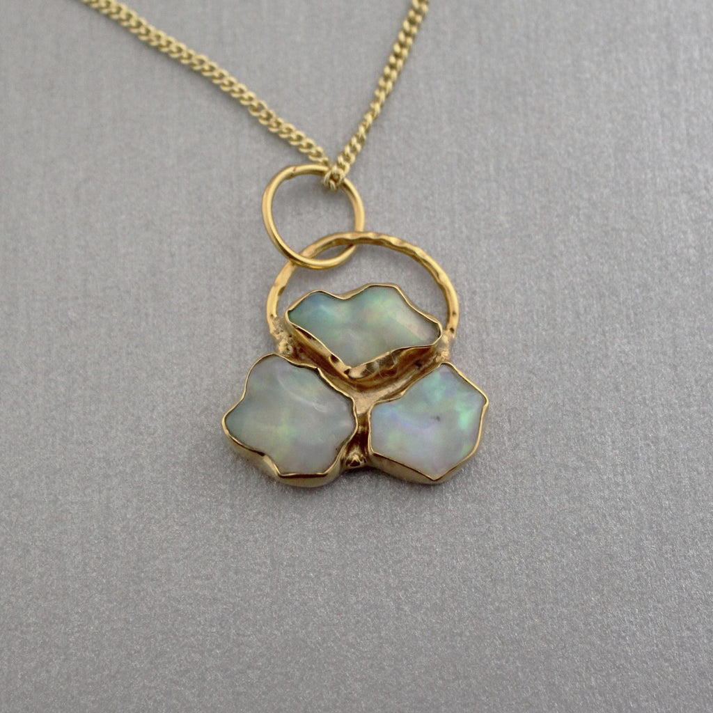 Raw Ethiopian Opal Necklace, 14K Gold Vermeil, Minimalist Statement Jewelry, October Birthstone, Layering Necklace