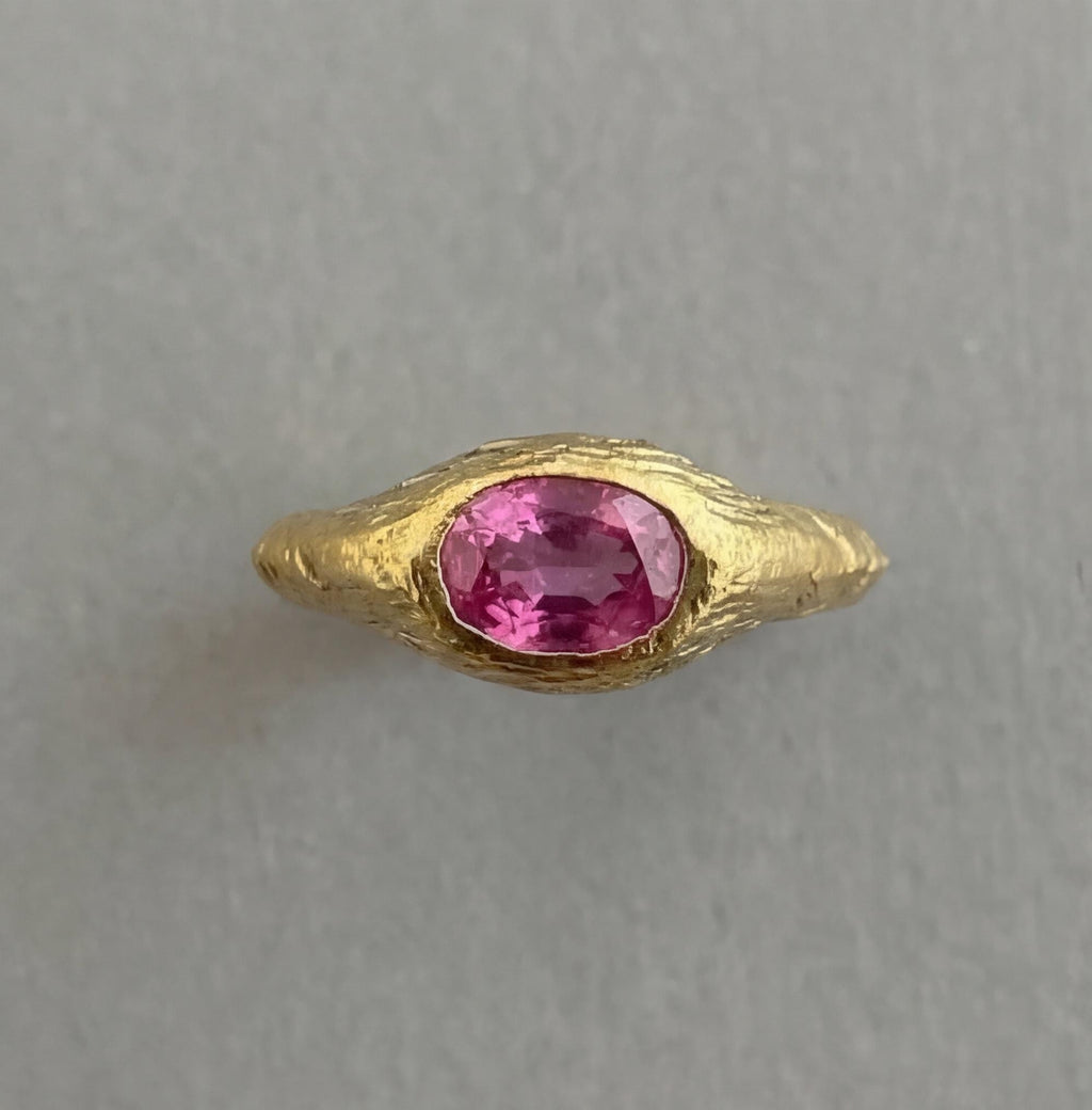 Oval Pink Tourmaline Ring: 14K Gold, October Birthstone