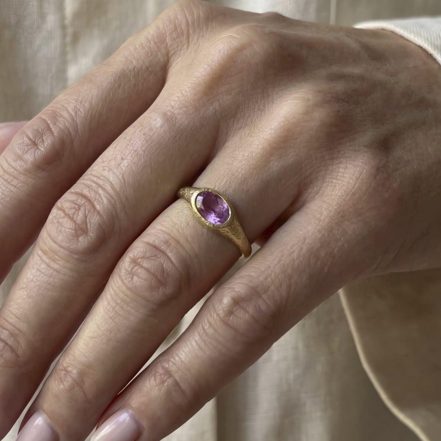 Oval Pink Tourmaline Ring: 14K Gold, October Birthstone