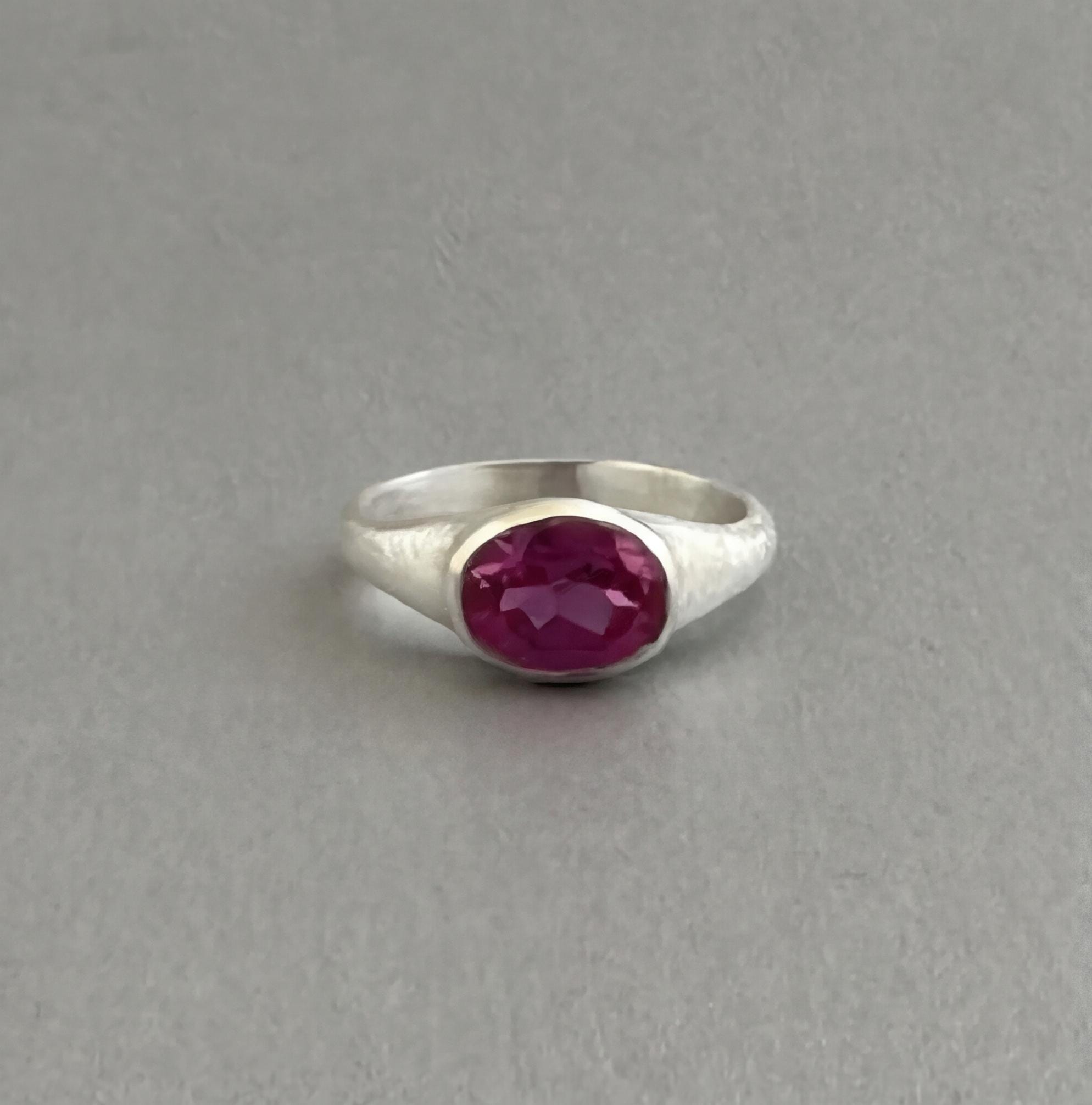 Oval Pink Tourmaline Ring, Oval Gemstone Signet Ring, October Birthstone Jewelry, 925 Sterling Silver Dainty Ring Gift Women, Engagement