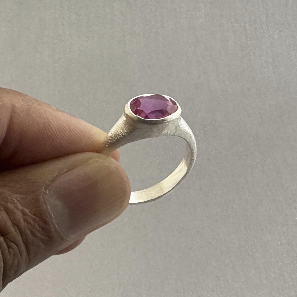 Oval Pink Tourmaline Ring, Oval Gemstone Signet Ring, October Birthstone Jewelry, 925 Sterling Silver Dainty Ring Gift Women, Engagement