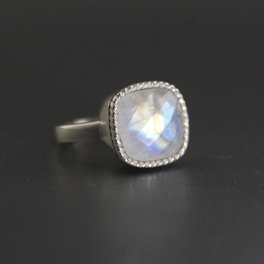 Handmade Rainbow Moonstone Ring, Sterling Silver Gemstone Jewelry, June Birthstone, Birthday Gifts, Gemstone Ring, Unique Jewelry