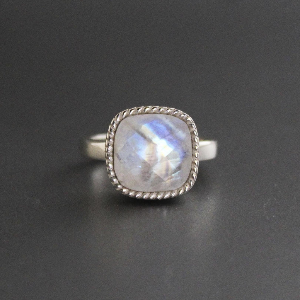 Handmade Rainbow Moonstone Ring, Sterling Silver Gemstone Jewelry, June Birthstone, Birthday Gifts, Gemstone Ring, Unique Jewelry