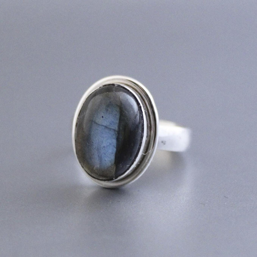 Labradorite ring, 925 Sterling Silver, Handmade Boho Statement Ring, Blue Flash Stone Ring, Gift fro Mom