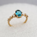 London Blue Topaz Ring, CVD Diamond Ring, Solitaire Ring, Engagement ring, December Birthstone, Dainty Promise Ring, Wedding Gifts