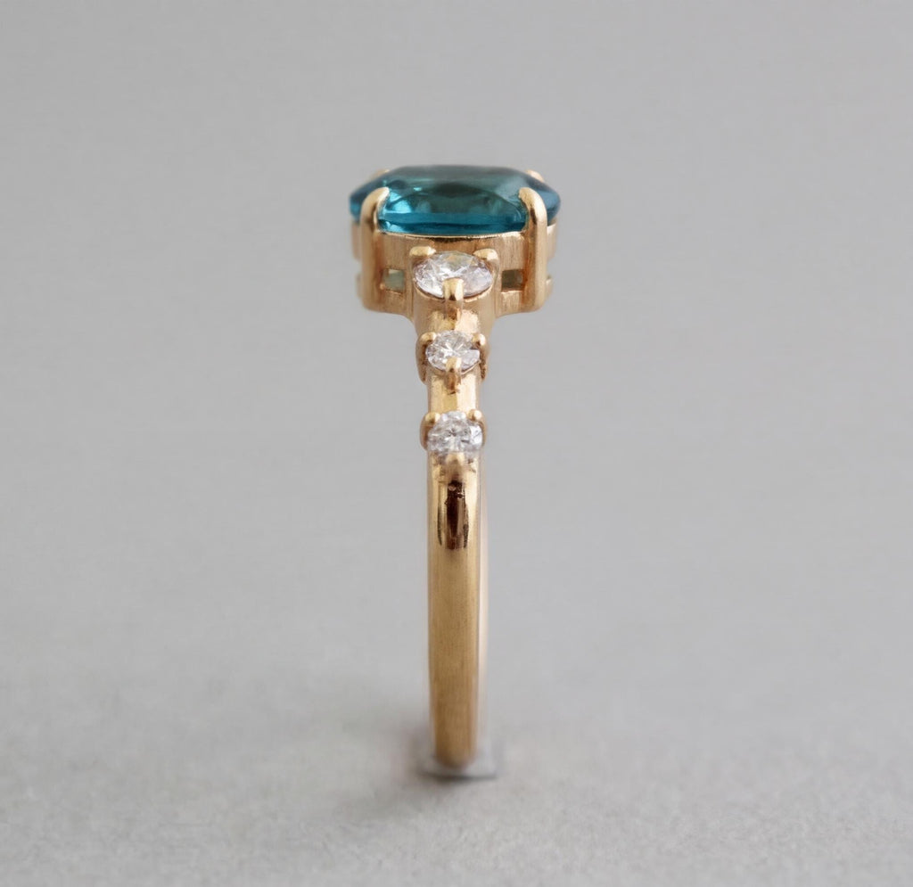 London Blue Topaz Ring, CVD Diamond Ring, Solitaire Ring, Engagement ring, December Birthstone, Dainty Promise Ring, Wedding Gifts