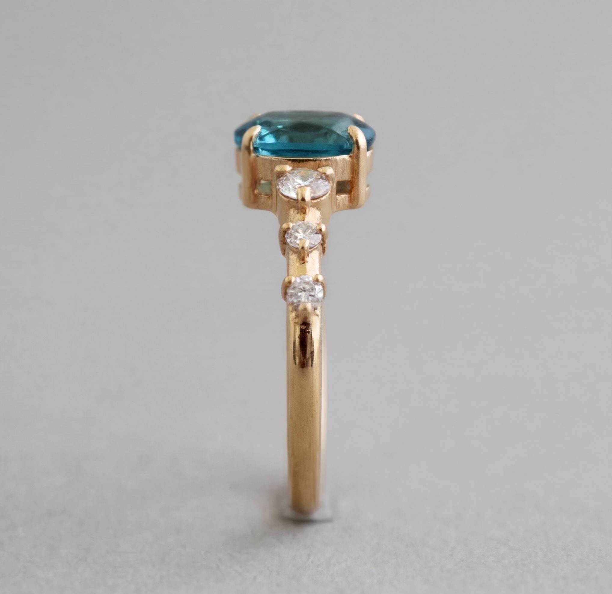 London Blue Topaz Ring, CVD Diamond Ring, Solitaire Ring, Engagement ring, December Birthstone, Dainty Promise Ring, Wedding Gifts