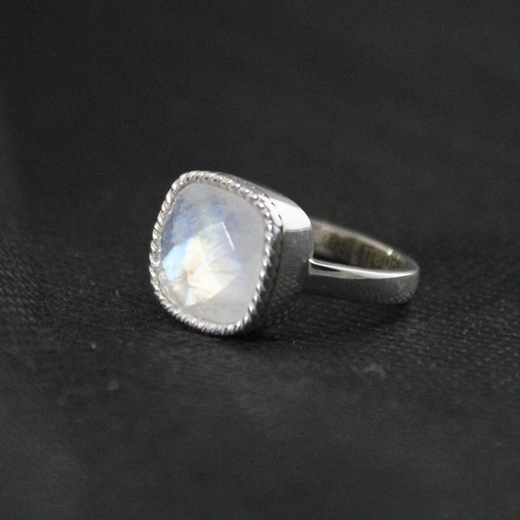 Handmade Rainbow Moonstone Ring, Sterling Silver Gemstone Jewelry, June Birthstone, Birthday Gifts, Gemstone Ring, Unique Jewelry