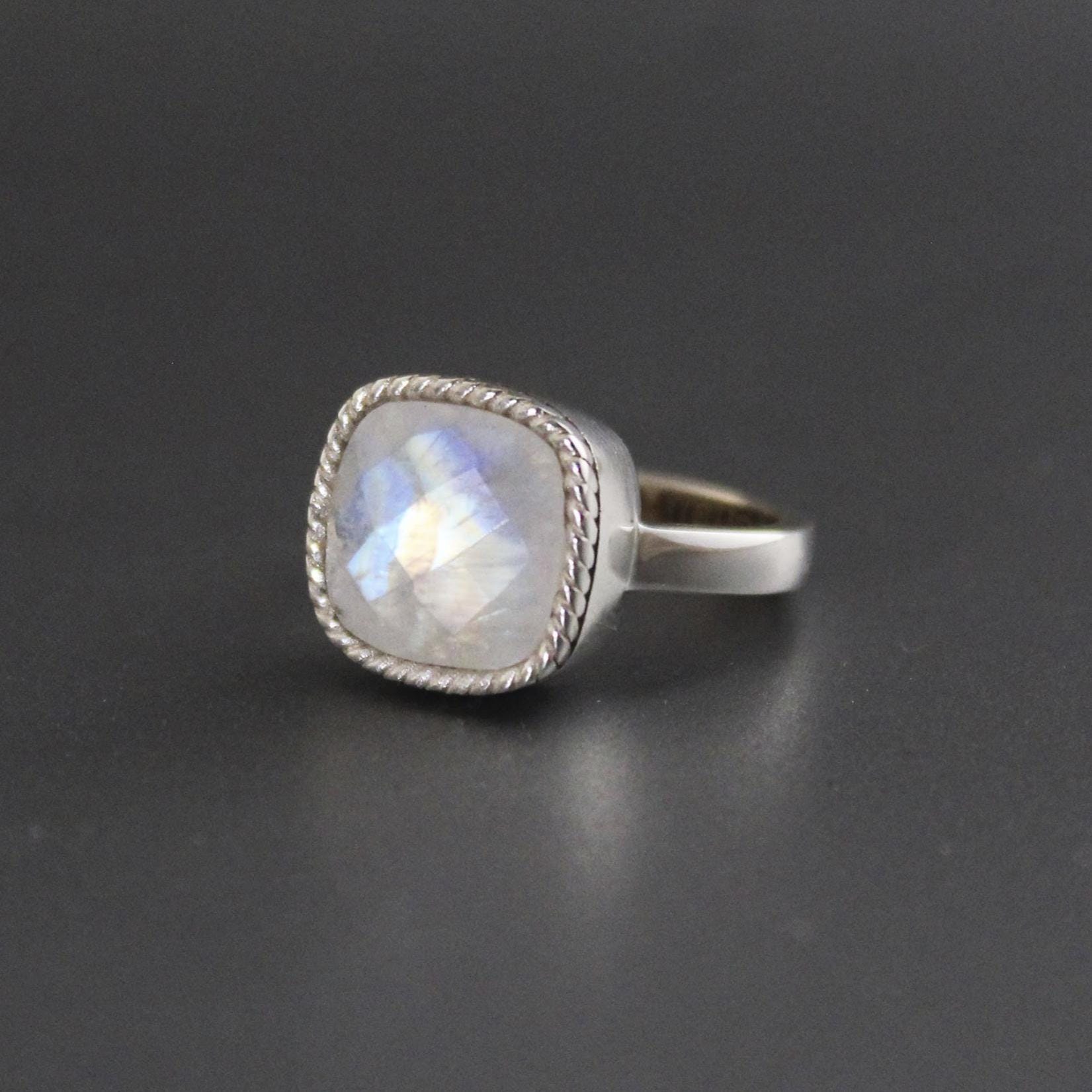 Handmade Rainbow Moonstone Ring, Sterling Silver Gemstone Jewelry, June Birthstone, Birthday Gifts, Gemstone Ring, Unique Jewelry