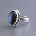 Labradorite ring, 925 Sterling Silver, Handmade Boho Statement Ring, Blue Flash Stone Ring, Gift fro Mom