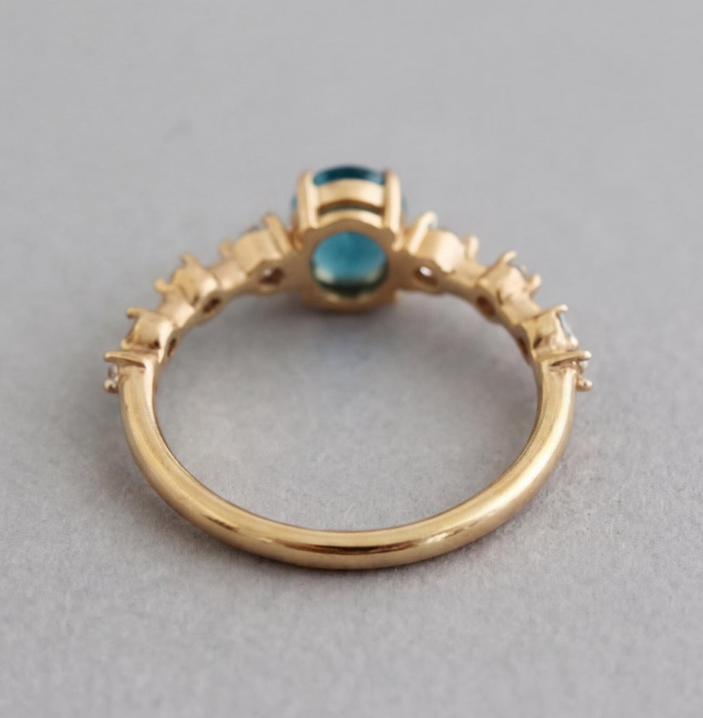 London Blue Topaz Ring, CVD Diamond Ring, Solitaire Ring, Engagement ring, December Birthstone, Dainty Promise Ring, Wedding Gifts