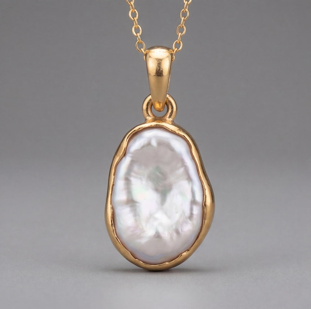 Natural Keshi Pearl Necklace in gold, Unique necklace, Unisex Necklace, 14k pearl necklace