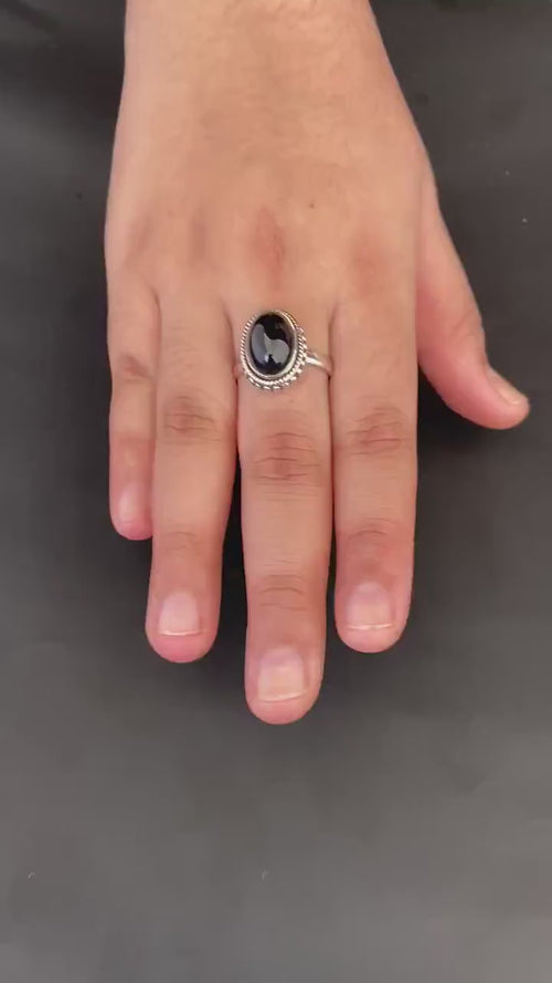 Black Onyx Ring, Bohemian Jewelry, Rings for Women, Black stone, Handmade Jewelry, Gifts for Her, Birthday Gifts